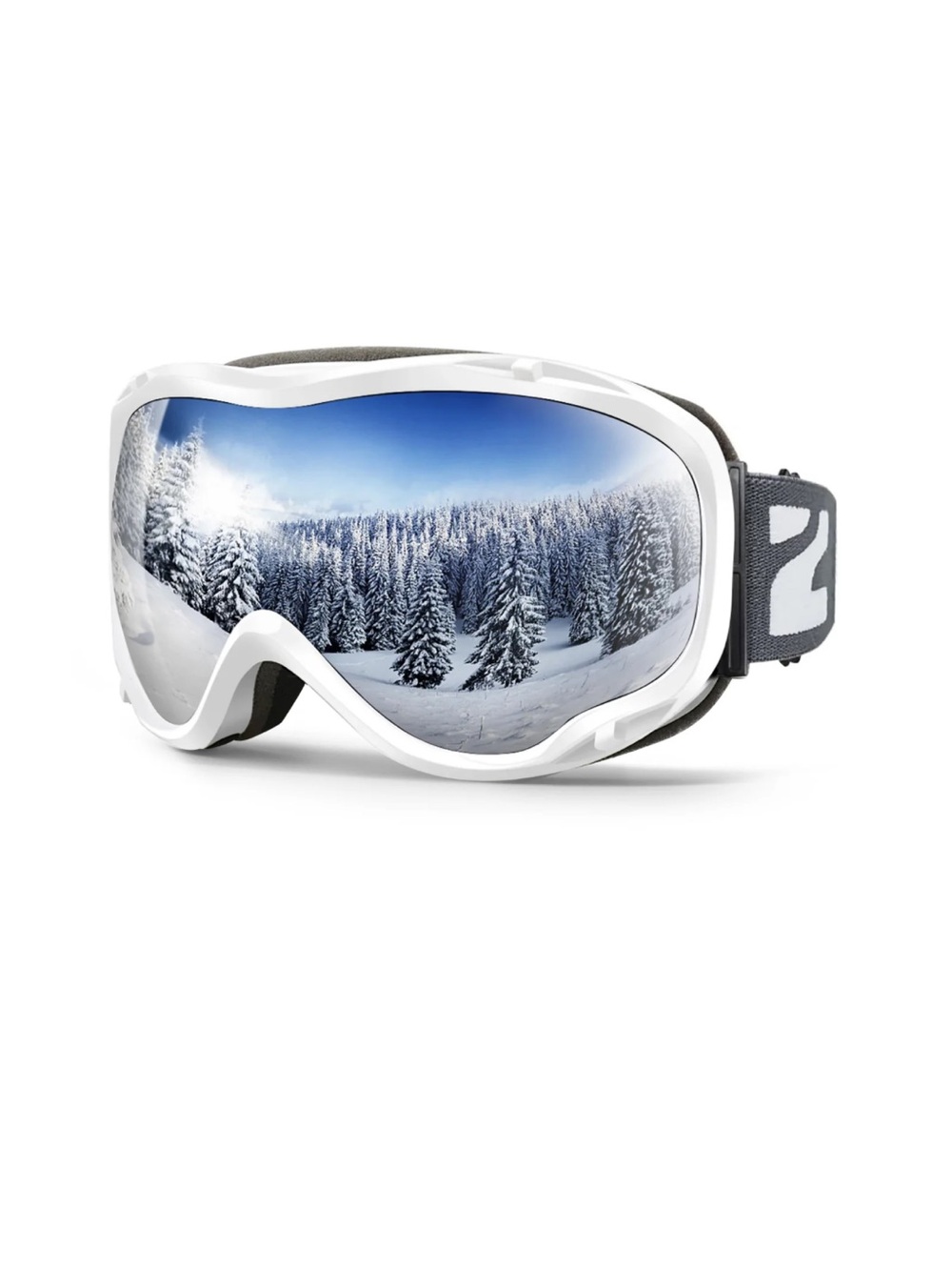 Zionor B1 White Ski/Snowboard Goggles with Mirrored Blue Lens